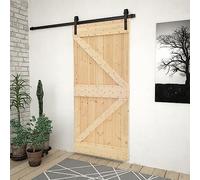 Générique Porte coulissante avec kit de quincaillerie 90x210cm Pin Massif,Quincaillerie,Matériaux de Construction,Portes,Brun,34.43KG,3057500