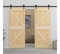Générique Porte coulissante avec kit de quincaillerie 90x210cm Pin Massif,Quincaillerie,Matériaux de Construction,Portes,Brun,68.62KG,3057589