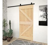 Générique Porte coulissante avec kit de quincaillerie 90x210cm Pin Massif,Quincaillerie,Matériaux de Construction,Portes,Brun,33.55KG,3057498