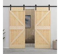 Générique Porte coulissante avec kit de quincaillerie 90x210cm Pin Massif,Quincaillerie,Matériaux de Construction,Portes,Brun,68.22KG,3057594