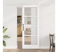 Générique Porte Coulissante avec Kit Quincaillerie 'ORKDAL'Bois Massif et Verre Blanc 78x202x4 cm,Portes d'entrée,30.35KG-3331908