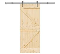 Générique Porte coulissante et kit de quincaillerie 85x210 cm pin Massif,Portes,31.21KG-3332647