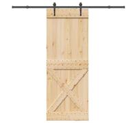 Générique Porte coulissante et kit de quincaillerie 85x210 cm pin Massif,Quincaillerie,Matériaux de Construction,Portes,Brun,34.21 KG,3332792