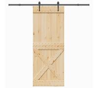 Générique Porte coulissante et kit de quincaillerie 90x210 cm pin Massif,Portes,34.21KG-3332793