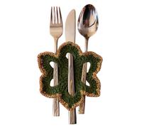 Générique Porte-couverts de Noël faits main au crochet, porte-couteaux, fourchettes et cuillères en forme de fleur tricotée, pochettes festives pour couverts, organisateurs (GREEN 1PC)