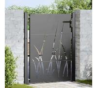 Générique Porte de Jardin Noir 100 x 125 cm Acier Peint par Poudre,Quincaillerie,Clôtures & barrières,Portillons,Noir,20.35 KG,42015890