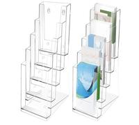 Générique Porte-Dépliant en Acrylique, Organisateur 5 Niveaux Acrylique Transparent, 2 Pièces Support pour Dépliants et Flyers, Pour Documents Affiche Bureau Réception Hall Salle De Conférence