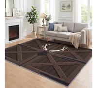 Générique Porte en Bois Bois De Cervidé Doux Tapis 200x300 cm | Poil Ras Utilisable toute l'année Rustique Vintage Effet Vieilli Tapis, pour Chambre Salle Manger Bureau Cuisine