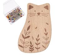 Générique Porte-Épingles Magnétique,Pelote à Épingles Magnétique en Bois Mignonne - Coussin Multifonction avec 100 Épingles Incluses, Organisateur de Trombones Cartoon pour Quilting et