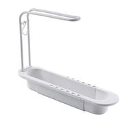 Générique Porte-éponge pour évier télescopique - Organiseur de Rangement réglable 2 en 1, Plateau de passoire Extensible, Panier de vidange en Plastique PP ventilé