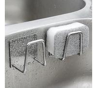 Générique Porte-éponges pour évier en acier inoxydable autocollant étagère de séchage à drainage fixée au mur organisateur rangement cuisine avec crochets