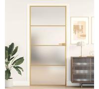 Générique Porte intérieure Mince doré 93x201,5 cm Verre trempé Aluminium Quincaillerie Matériaux de Construction Portes Portes d'entrée (Poids 28KG)-5138