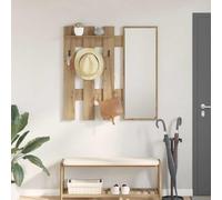 Générique Porte-Manteau Mural avec Miroir Chêne Artisan 100 x 10 x 100 cm,Meubles, Étagères, Étagères murales & corniches, Marron (Poids 16.46KG)