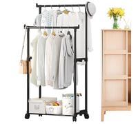 Générique Porte-manteau - Porte-manteau Sur Roulettes | Double Portant À Vêtements | Tringle À Vêtements Multifonction | Cintre En Métal Avec Roulettes | Organisateurs D'armoire Et De Rangement