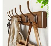Générique Porte-Manteaux Mural avec Crochets Doubles - Crochets en Planche De Bois Véritable for Suspendre Manteaux, Sacs À Dos, Chapeaux, Serviettes, Sacs(Natural,80cm/31.5inch)