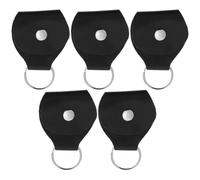 Générique Porte-médiator en PU Noir avec Porte-clés, Design à Boucle Portable, Étui pour Médiators de Guitare Électrique, Lot de 5 Pièces, Accessoire Pratique pour Paquet de Guitare