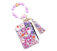 Générique Porte-Monnaie à Fleurs, Portefeuille d'identification Floral - Petit Portefeuille Mince avec Porte-Carte de crédit - Petit Porte-clés en Simili Cuir avec Bracelet pour Billets de Banque