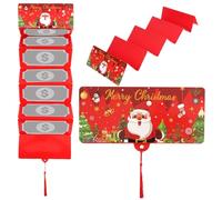 Générique Porte Monnaie De Noël, Organiseur De Cadeaux Festif Pliable À 7 Compartiments Avec Pompon, Enveloppe De Noël Créative Pour Chèques Cartes Et Fournitures Pour Garçons Filles Et