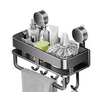 Générique Porte-Objet à Ventouse - Étagère de Rangement avec Crochets Amovibles - Organisateur Plateau sans Perçage Range-Savon pour Maison Toilette Cuisine