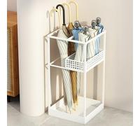 Générique Porte-Parapluie d'intérieur de Grande capacité, Support de Parapluie Commercial en métal pour entrée, Couloir, parapluies d'entrée, Baril avec bac d'égouttage Amovible (Blanc)