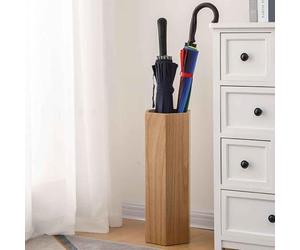 Générique Porte Parapluie Vintage Design en Bois, Porte-Parapluies Intérieur Élégant avec Plateau Amovible, Rangement Parapluie pour Entrée, Bureau, Salle de Bain Light,One Size