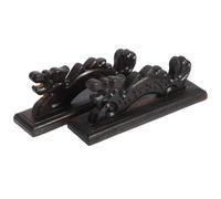 Générique Porte-pinceaux de Calligraphie en Bois Foncé, Lot de 2 Pièces, Support Créatif en Style Chinois, Résistant à L'usure, pour Salles D'étude et Écoles