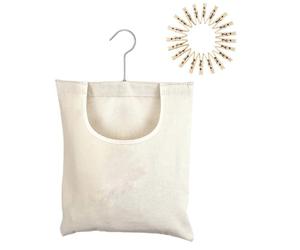 Générique Porte-Pinces à Linge | Pochette en Toile avec Crochet,Organisateur De Linge À Grande Ouverture Tournant À 360 Degrés pour Arrière-Cour, Balcon, Cour, Chambre,