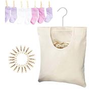 Générique Porte-Pinces à Linge | Pochette en Toile avec Crochet,Pochette Pivotante 360° à Large Ouverture avec 20 Pinces pour Serviettes Couvertures Pulls Manteaux Couches