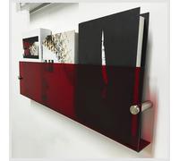 Générique Porte-revues mural en acrylique, porte-brochures multicolore élégant et bibliothèque flottante, présentoir de magazines minimaliste et vibrant for le bureau, maison(Red,Advertising nails)