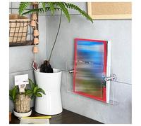 Générique Porte-revues mural en acrylique, porte-revues suspendu transparent, présentoir de brochures flottant for salle d'attente, bureau, maison(Drilling,80x15x4.5 cm)