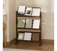 Générique Porte-revues sur Pied à Base en T, Finition Noyer - Rangement Polyvalent pour Salon, Bureau Maison(70X21.5X91cm)