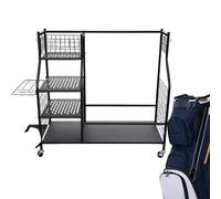 Générique Porte-Sac De Golf,Support Très Robust pour Équipement De Golf,Rack De Stockage Très Grand avec roulettes - pour Rangement Maison sous-Sol Abri Accessoires Balls et Equipement de