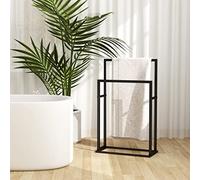 Générique Porte-Serviettes sur Pied Noir 48x24x78,5 cm Fer Maison & Jardin Accessoires de Salle de Bain Porte-Serviettes (Poids 2.08KG)