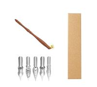 Générique Porte-stylo en bois et résine avec 5 pointes interchangeables, B | Bride métallique réglable en bois et résine, pour artistes débutants, croquis et dessins, Illustrations, écriture