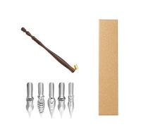 Générique Porte-stylo en bois et résine avec 5 pointes interchangeables, D | Bride métallique réglable en bois et résine, pour artistes débutants, croquis et dessins, Illustrations, écriture