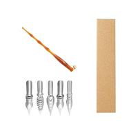 Générique Porte-stylo en bois et résine avec 5 pointes interchangeables, F | Bride métallique réglable en bois et résine, pour artistes débutants, croquis et dessins, Illustrations, écriture