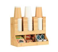 Générique Porte-Tasse À Café - Station Pour Tasse À Café Et Condiments,Décor En Bois Pour Bar, Support De Rangement Pour Condiments Et Accessoires Pour Agitateur, Sachet De Thé, Couvercle De Sirop,