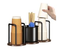 Générique Porte-Tasses Et Couvercles 3 Compartiments en Bois Support Stable