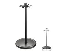 Générique Porte-Ustensiles Cuisine Rotatif - Acier Noir 8 Crochets 44cm, Organisateur Vaisselle Comptoir Pratique, Support Rangement Couverts Rotatif | Crochet Mural Pour Louche