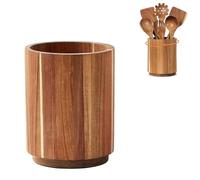 Générique Porte-ustensiles en Bois d'acacia avec Rotation à 360°, Pot antidérapant de Grande capacité pour comptoir de Cuisine, Pot à ustensiles de Cuisine en Bois de 18,3 cm pour comptoir