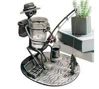 Générique Porte-verre à vin,Décoration de Table en Métal Pêcheur,Petit porte-gobelet déco de bureau | Pour la maison, bureau, bar, accessoires, ferme, hôtel, anniversaire, fête, papa, mari