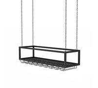 Générique Porte-Verres à vin Suspendu et casier à vin avec chaîne en Fer métallique Unité de Bar montée au Plafond pour Bars, Restaurants et Cuisines Étagères de Rangement flottantes en méta