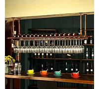 Générique Porte-Verres à vin Suspendu réglable, Style Rustique, pour différents Types de Verres, en Bronze - Organisateur de Rangement de Bouteilles inversé pour Cuisine/Bar de Style loft.
