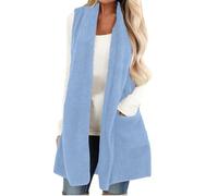 Générique Portefeuille Cuir Pour Fille Womens Fuzzy Vest Casual Sleeveless Fleece Vests With Pockets Cozy Faux Shawl Soft Cardigan Jacket Avec Portefeuille (Blue, S)
