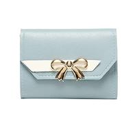 Générique Portefeuille Femme Élégant avec Nœud Papillon Métallique 2025 Nouveau Style | Petit Portefeuille en Cuir PU Souple avec Fenêtre ID | Cadeau Parfait pour Femmes et Filles (Bleu)