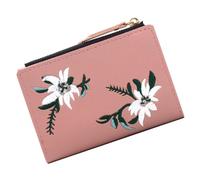 Générique Portefeuille Femme Multifonction Broderie Fermeture Éclair Sécurisée Grosse Capacité pour Cartes et Monnaie Design Fin et Léger Couleur Rose Foncé Voyage et Shopping