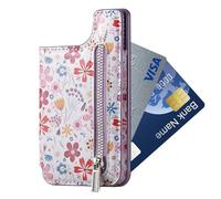 Générique Portefeuille magnétique pour téléphone - Étui pour Cartes adhésif, Design Floral Compact Pratique, Protection | Idéal pour pièces de Monnaie, Cartes de crédit, Supports Mobiles, s