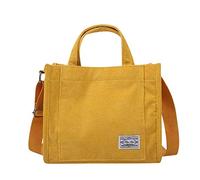 Générique Portefeuille Petit Format main pour femmes casual Canvas sac à main Messenger Corduroy sac à bandoulière Lunch Isotherme Pour Hommes Doublure Intérieure Rigide (Yellow, One Size)