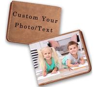 Générique Portefeuille Photo, Portefeuille personnalisé avec nom/Texte gravé, Portefeuille Compact en Cuir avec Porte-Cartes personnalisé, adapté aux Maris,pères comme Cadeaux commémoratifs KAN03