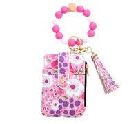 Générique Portefeuille Porte-Cartes à Fleurs,Portefeuille à Fleurs | Petit Portefeuille Floral en Faux Cuir | Bord plié Faux Cuir Petite Carte de crédit Bracelet en Silicone Portefeuilles pour Sac d'